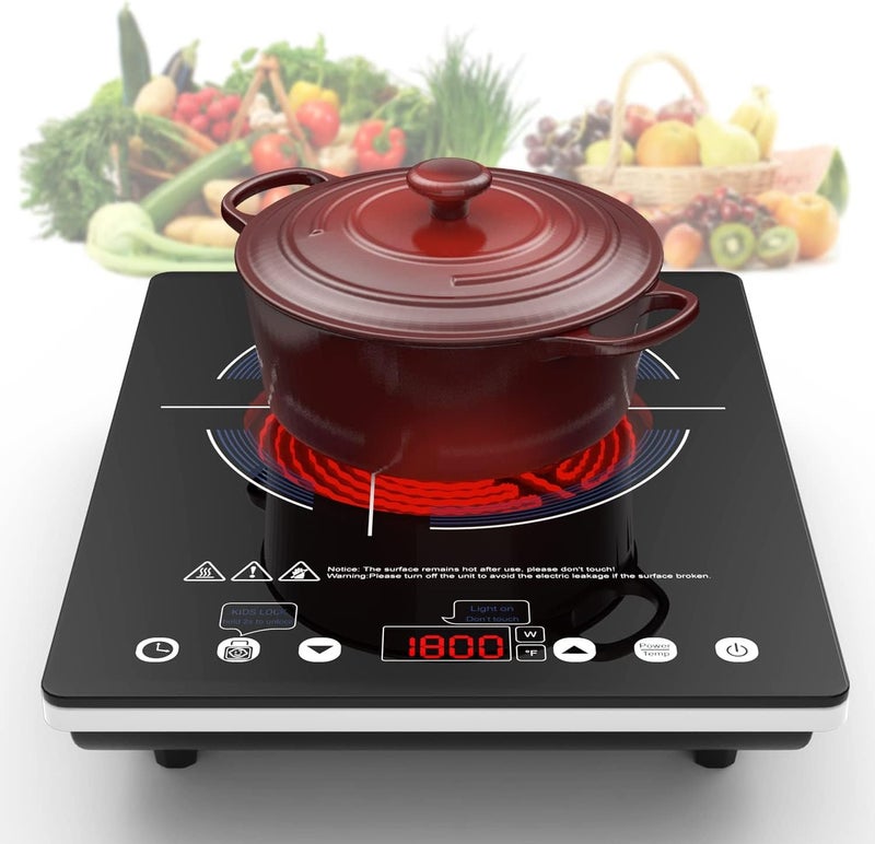 Bgk Electric Cooktop,110V Electric Stove Top,Single Burner LED Touch Control,9 Power Levels, Kids Lock &Timer,Overheat Protection,1800W Portable Induction Cooktop. - Image 1